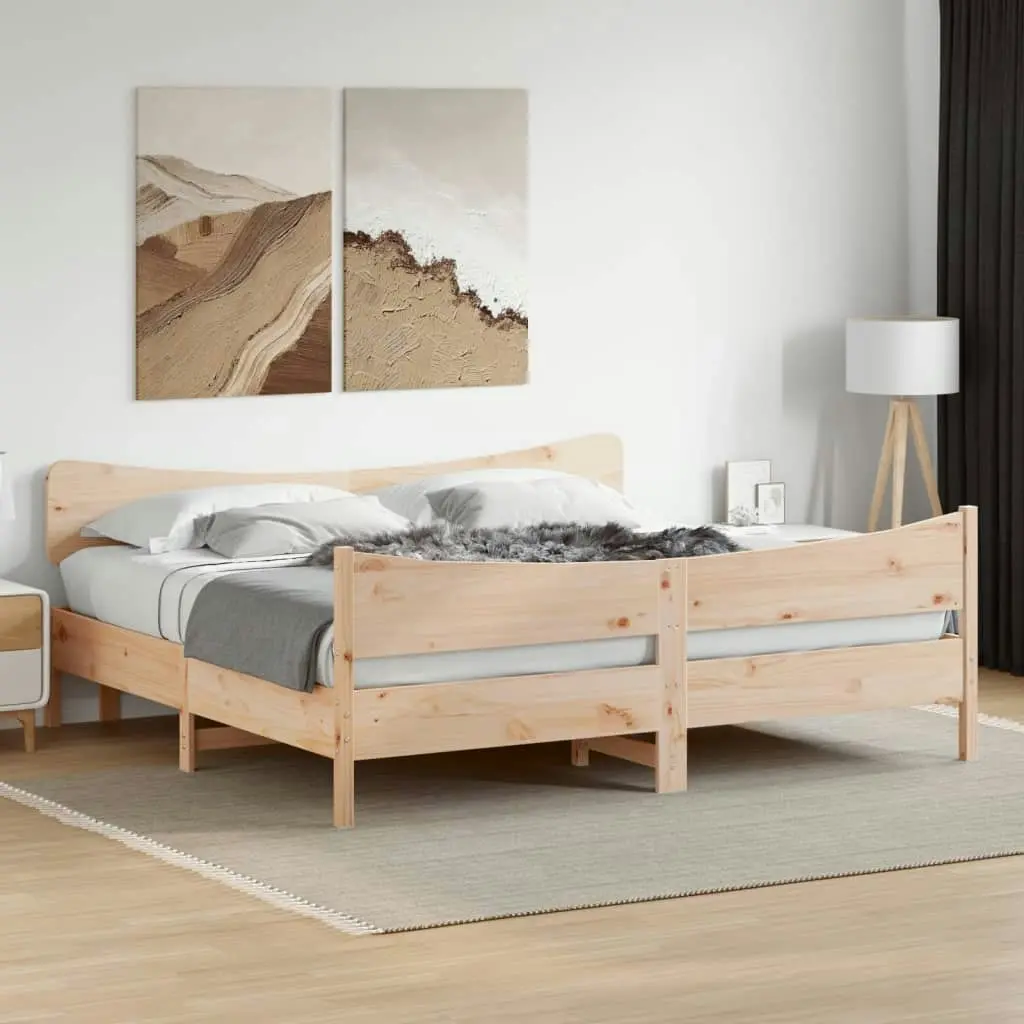 Bed Frame without Mattress 183x203 cm King Solid Wood Pine 3216372