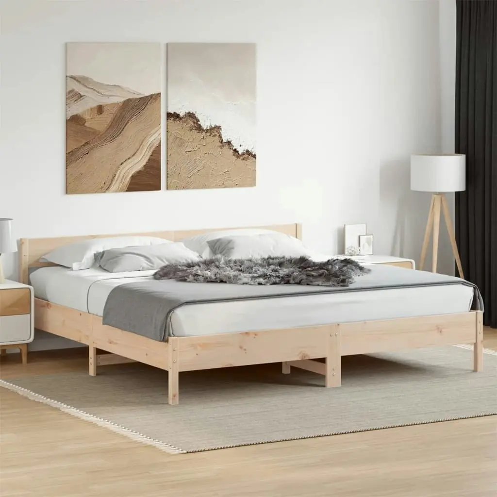 Bed Frame without Mattress 183x203 cm King Solid Wood Pine 3216212