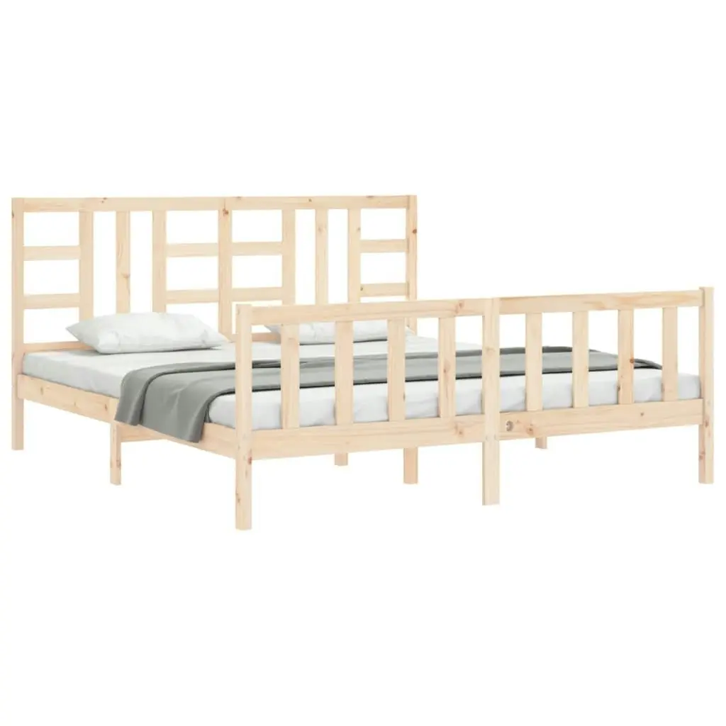 Bed Frame without Mattress 183x203 cm King Solid Wood Pine 3191986