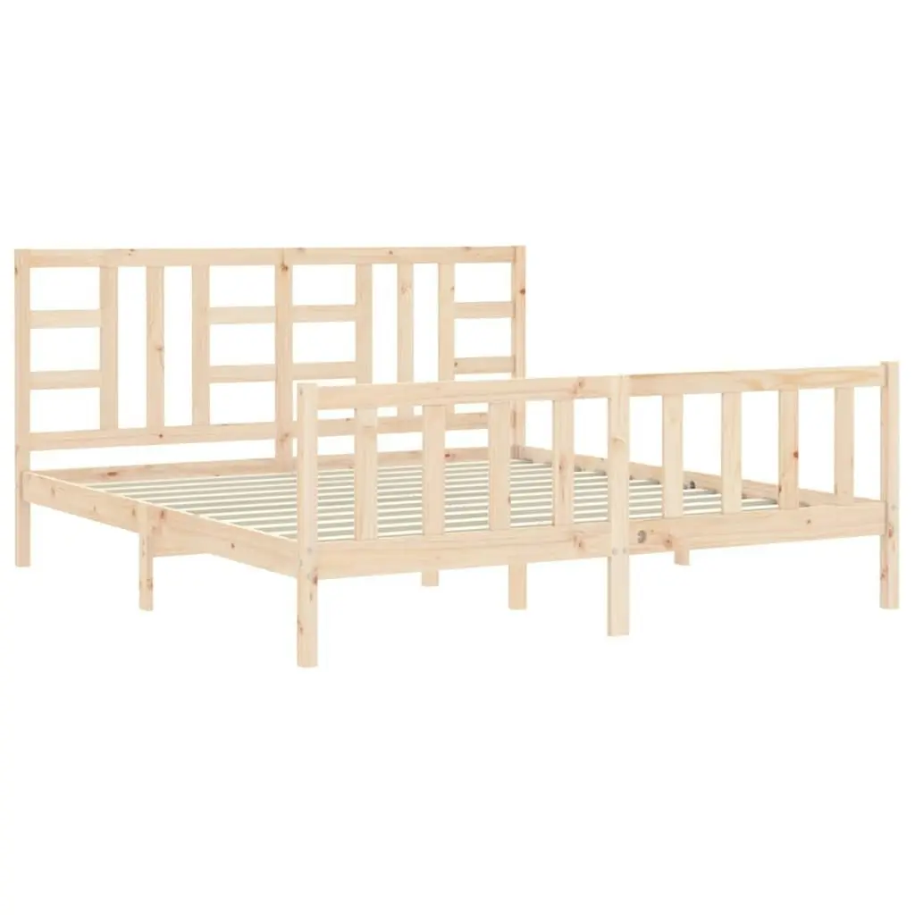 Bed Frame without Mattress 183x203 cm King Solid Wood Pine 3191986