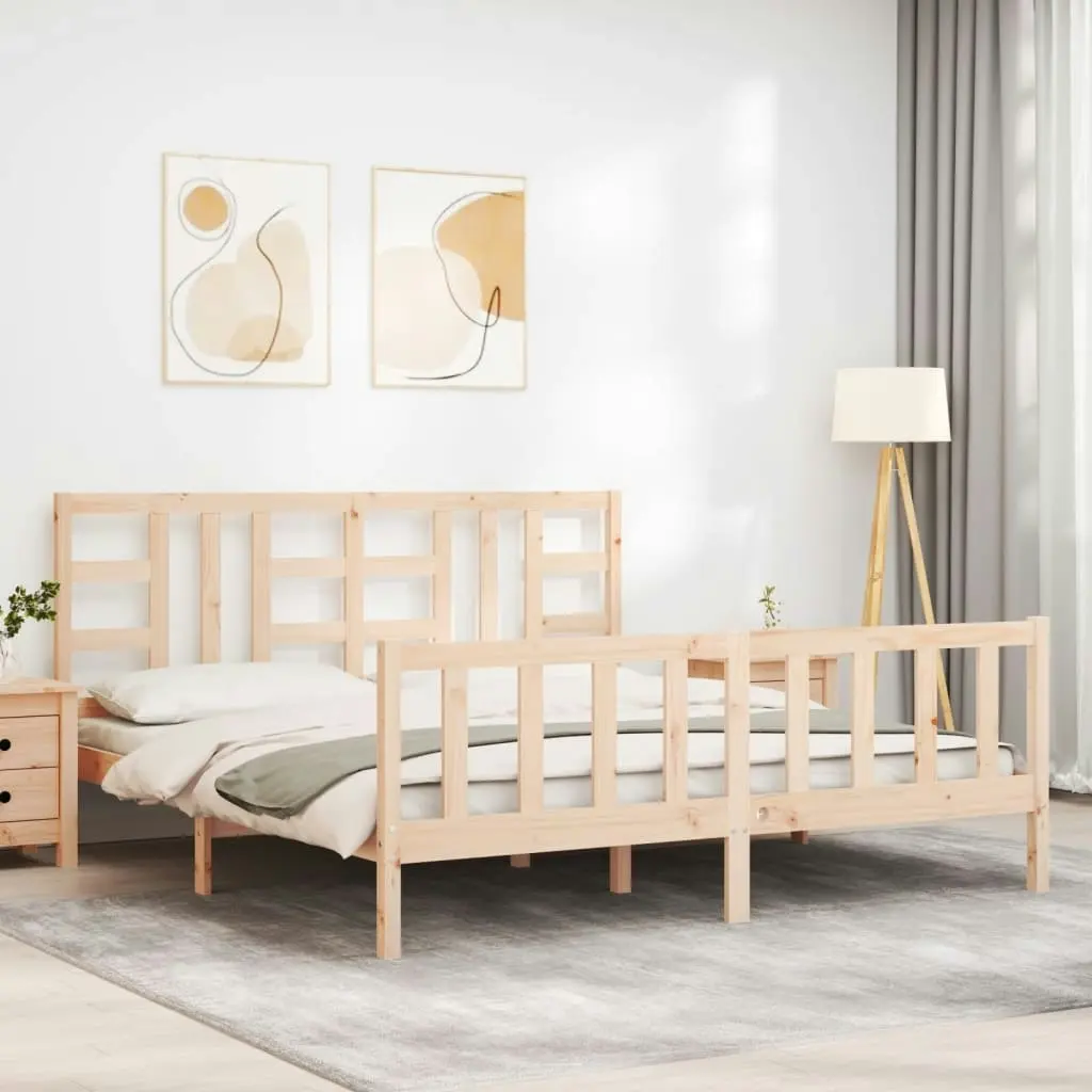 Bed Frame without Mattress 183x203 cm King Solid Wood Pine 3191986