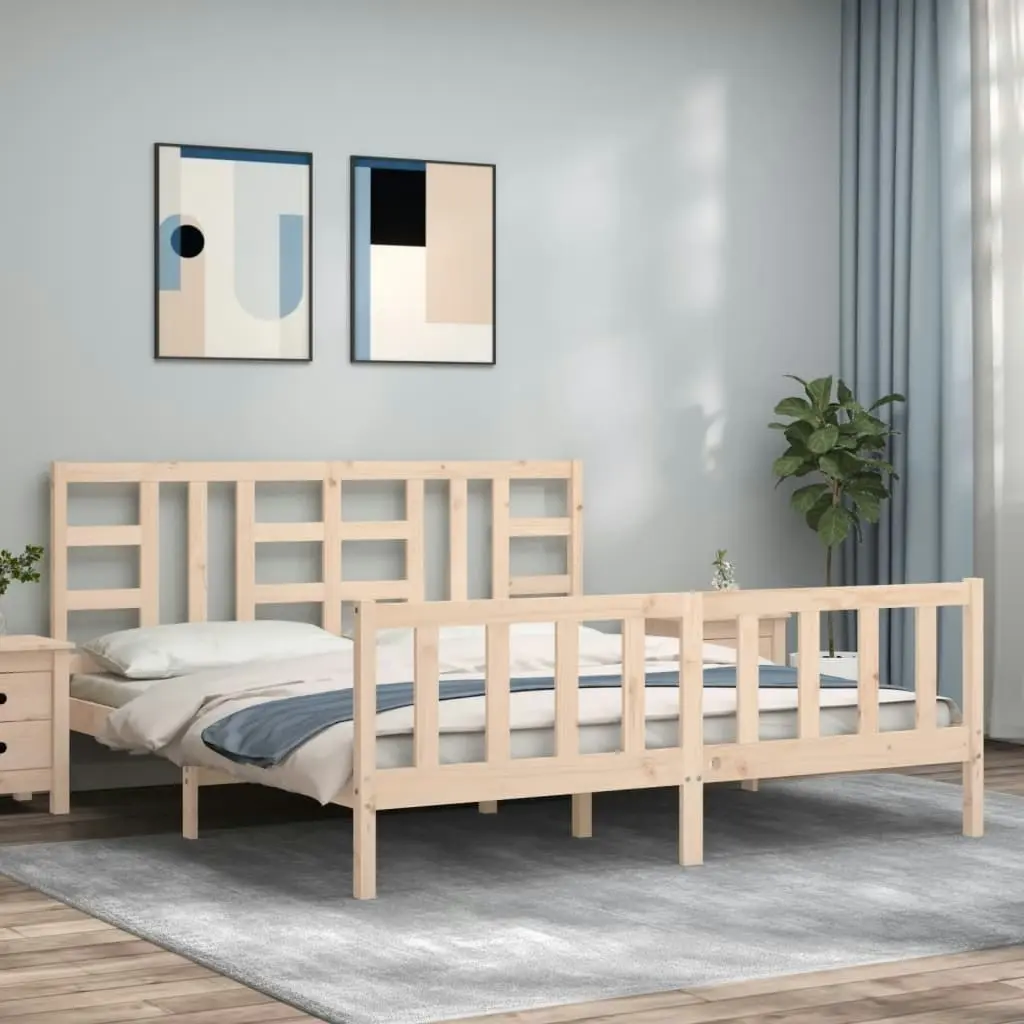 Bed Frame without Mattress 183x203 cm King Solid Wood Pine 3191986