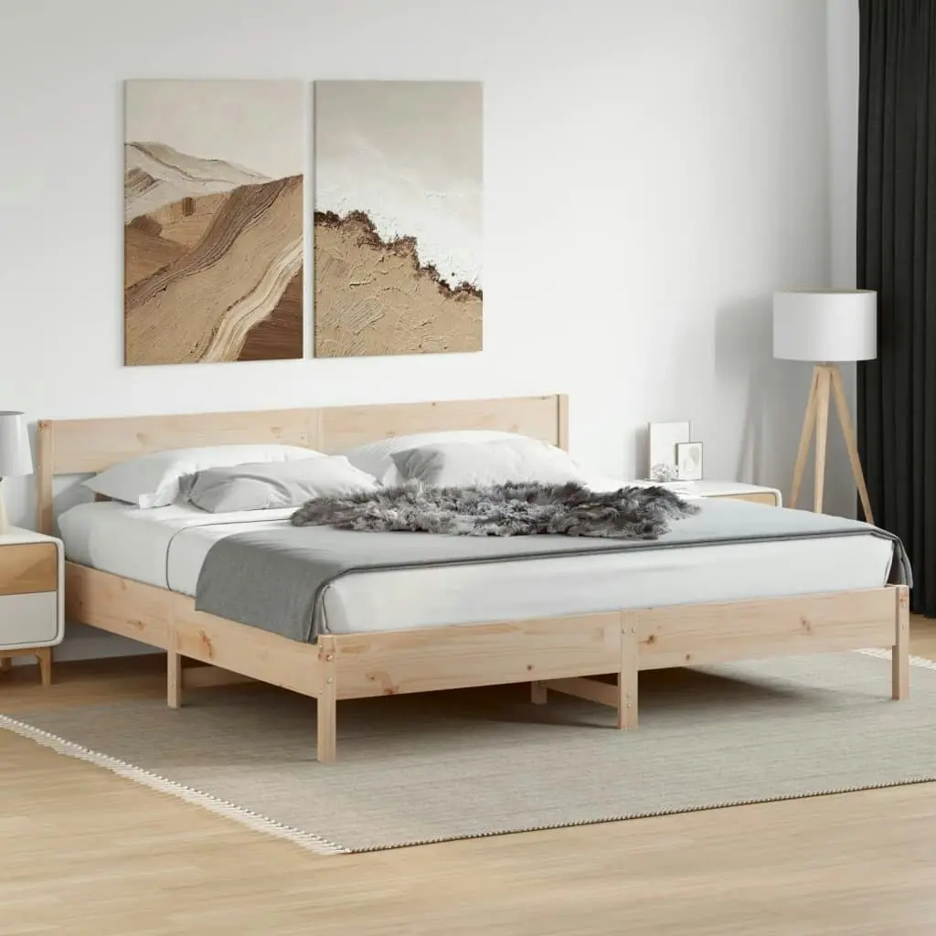 Bed Frame with Headboard 183x203 cm King Size Solid Wood Pine 3216203