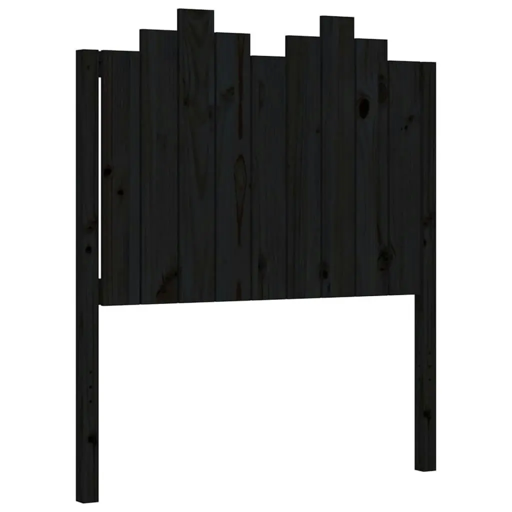 Bed Frame with Headboard Black 92x187 cm Single Size Solid Wood 3194150