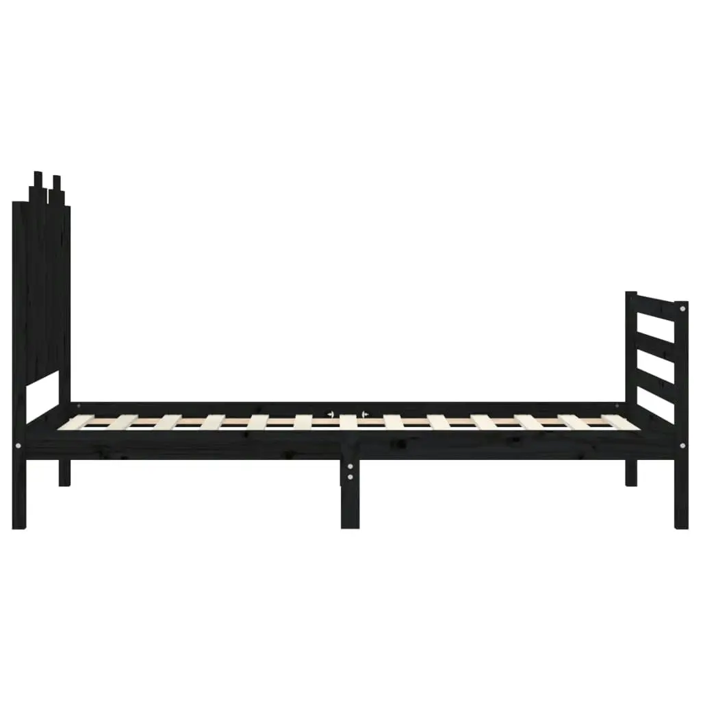 Bed Frame with Headboard Black 92x187 cm Single Size Solid Wood 3194150