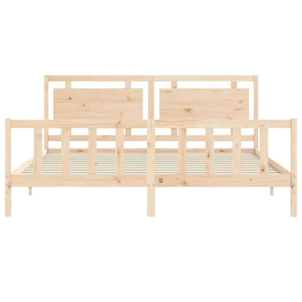 Bed Frame with Headboard 183x203 cm King Solid Wood 3192181