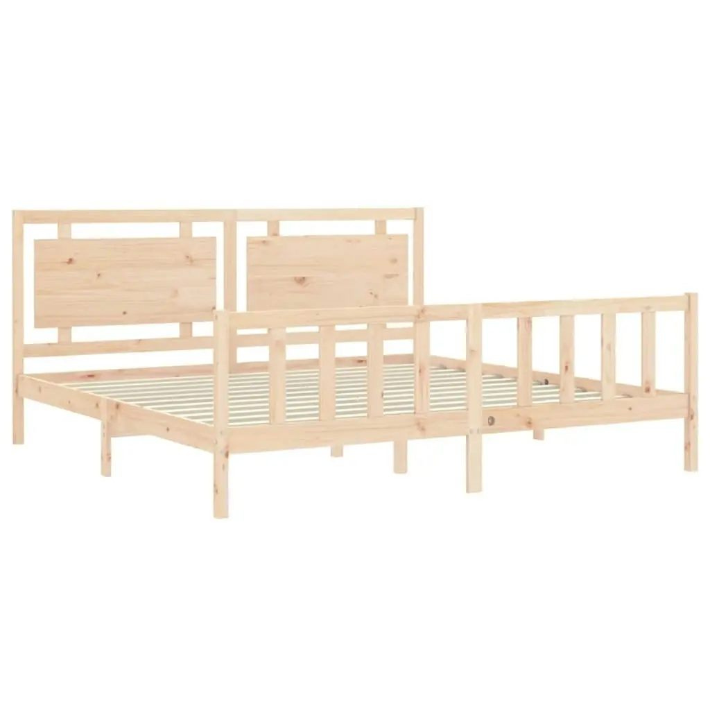 Bed Frame with Headboard 183x203 cm King Solid Wood 3192181