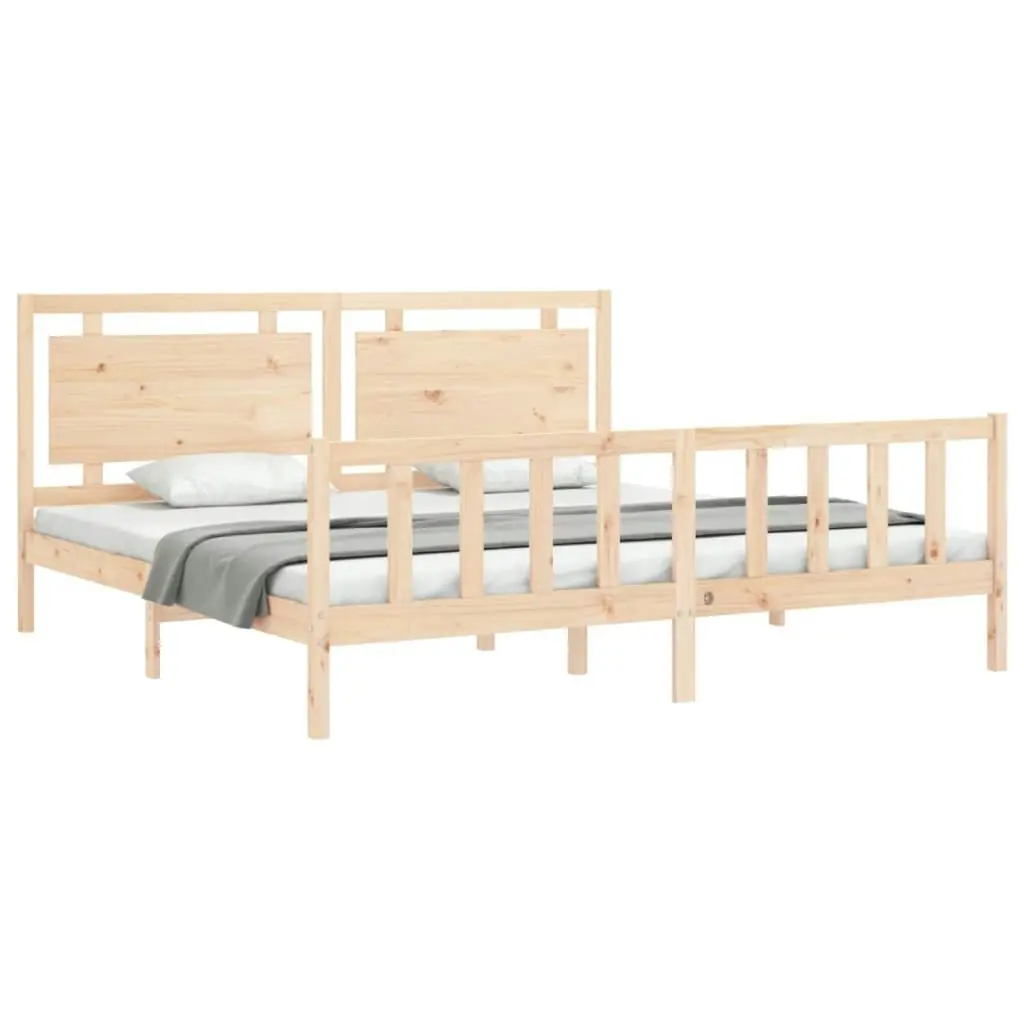 Bed Frame with Headboard 183x203 cm King Solid Wood 3192181