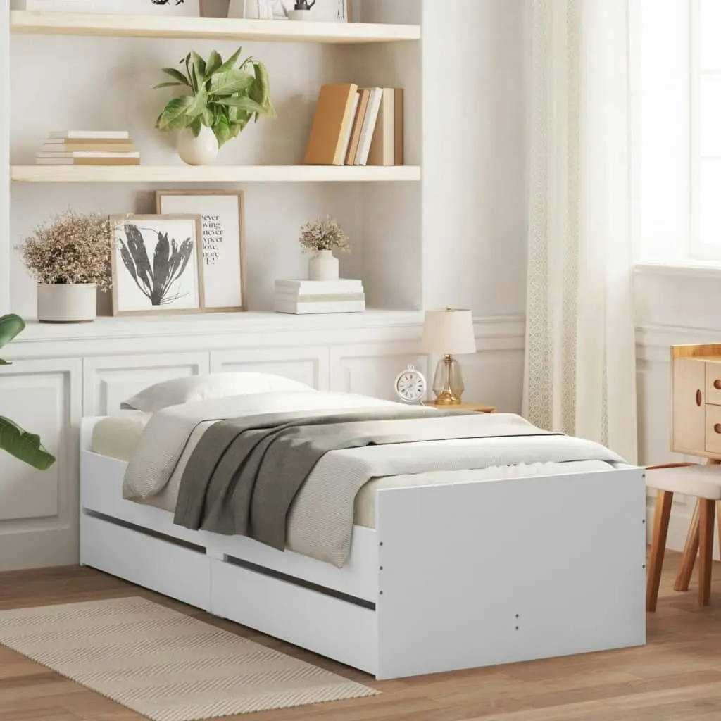 Bed Frame with Drawers White 90x190 cm 3207350