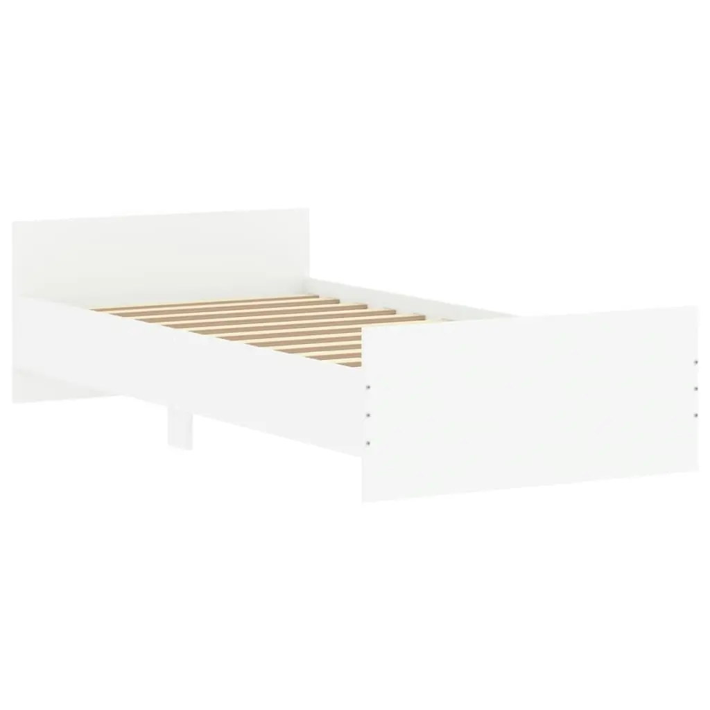 Bed Frame White 92x187 cm Single Size Engineered Wood 835939