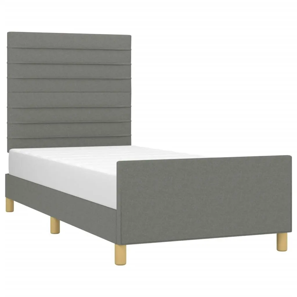 Bed Frame with Headboard Dark Grey 106x203 cm King Single Size Fabric 3283107