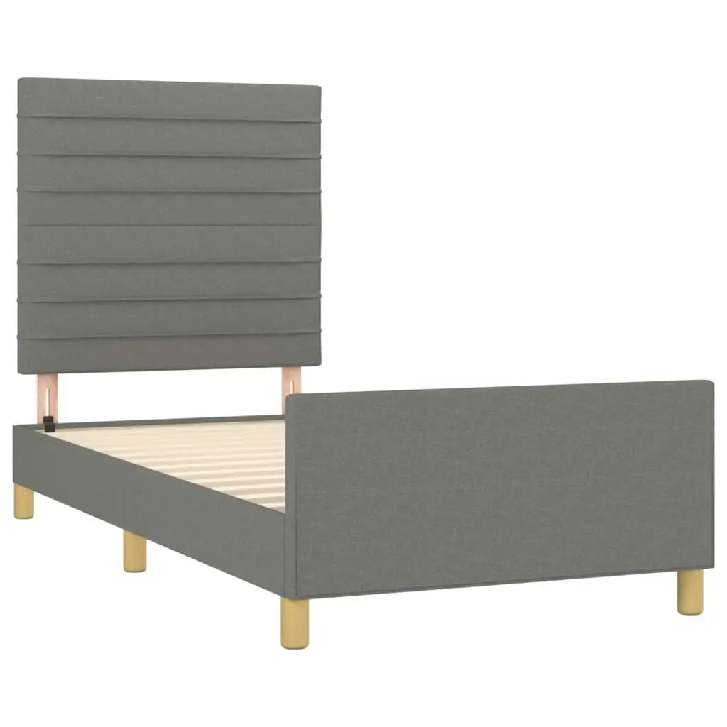 Bed Frame with Headboard Dark Grey 106x203 cm King Single Size Fabric 3283107