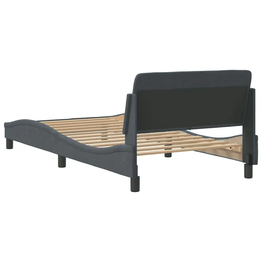 Bed Frame with Headboard Dark Grey 107x203 cm Velvet 373313