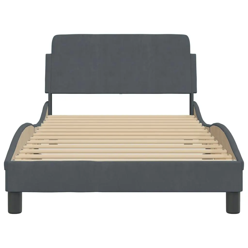 Bed Frame with Headboard Dark Grey 107x203 cm Velvet 373313