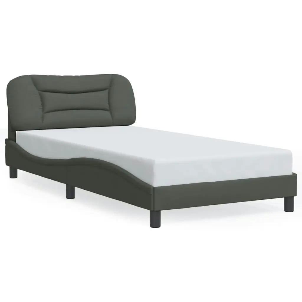 Bed Frame with Headboard Dark Grey 106x203 cm King Single Size Fabric 3208232