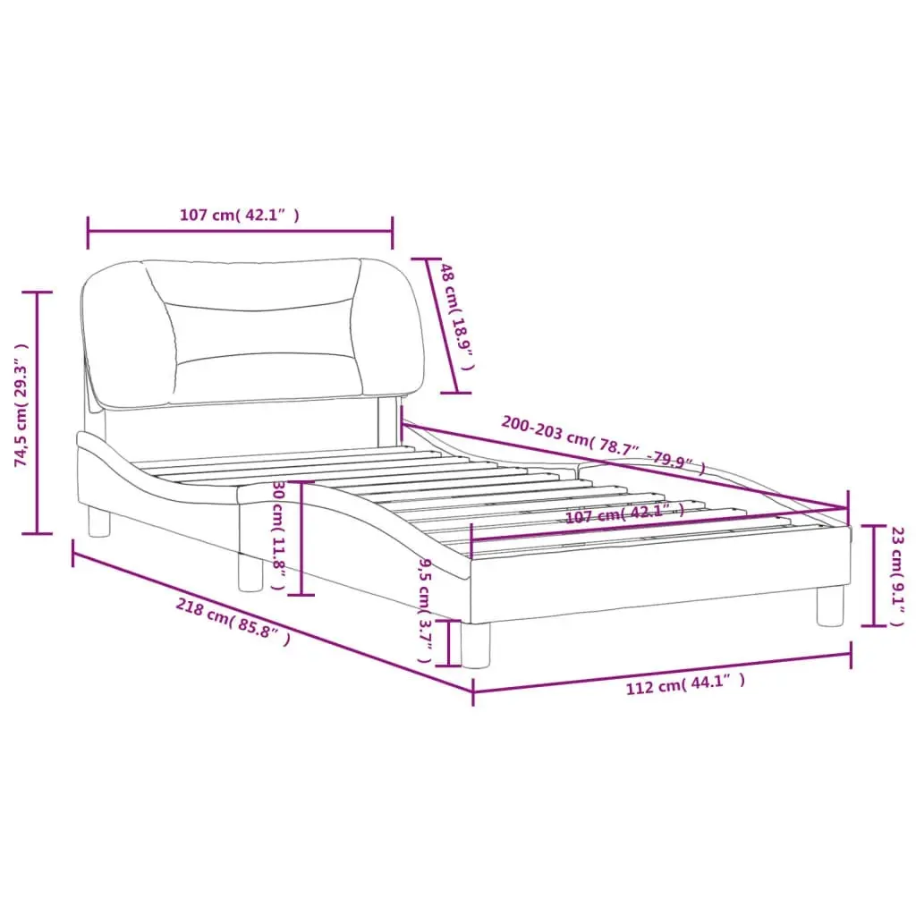 Bed Frame with Headboard Dark Grey 106x203 cm King Single Size Fabric 3208232