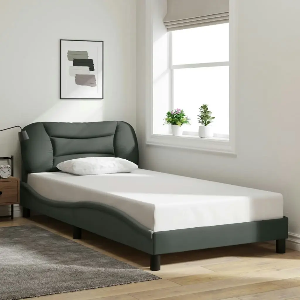 Bed Frame with Headboard Dark Grey 106x203 cm King Single Size Fabric 3208232