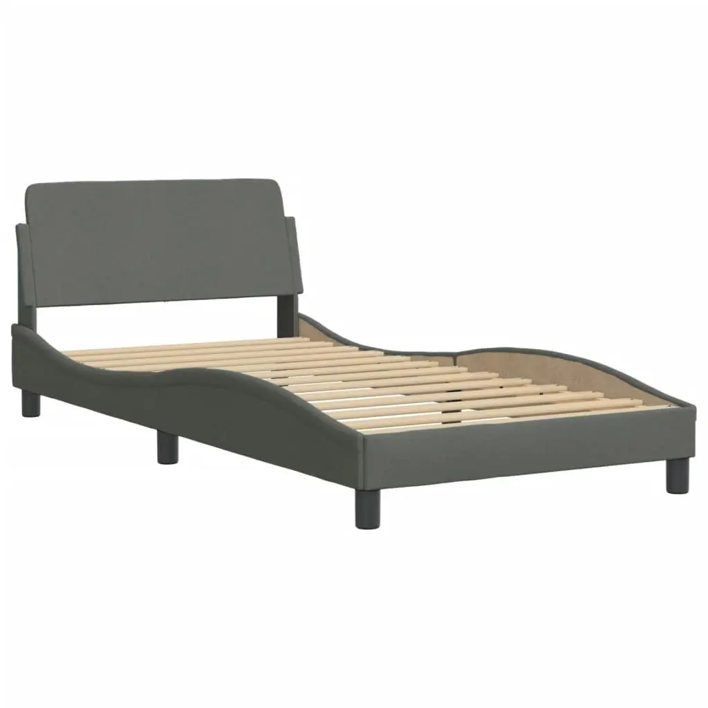 Bed Frame with Headboard Dark Grey 106x203 cm King Single Size Fabric 3208232