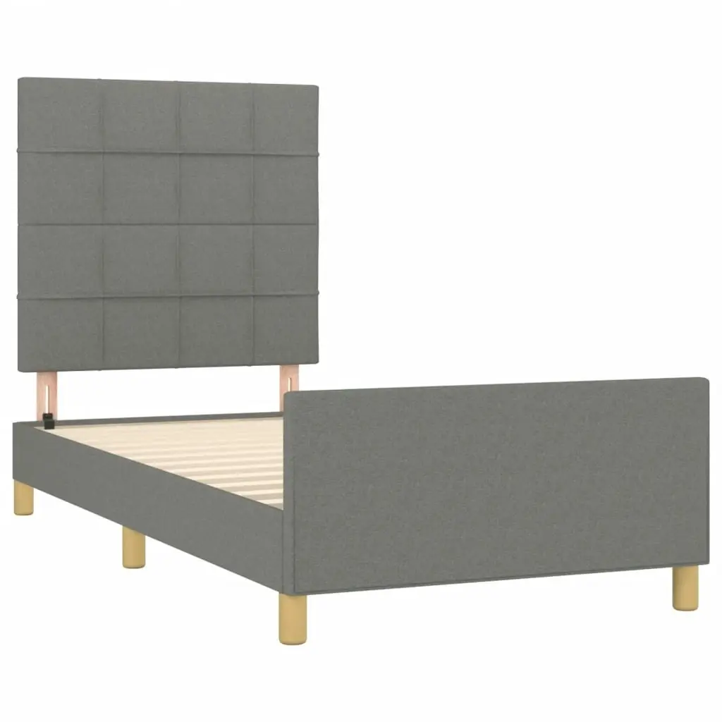 Bed Frame with Headboard Dark Grey 106x203 cm King Single Size Fabric 3283105