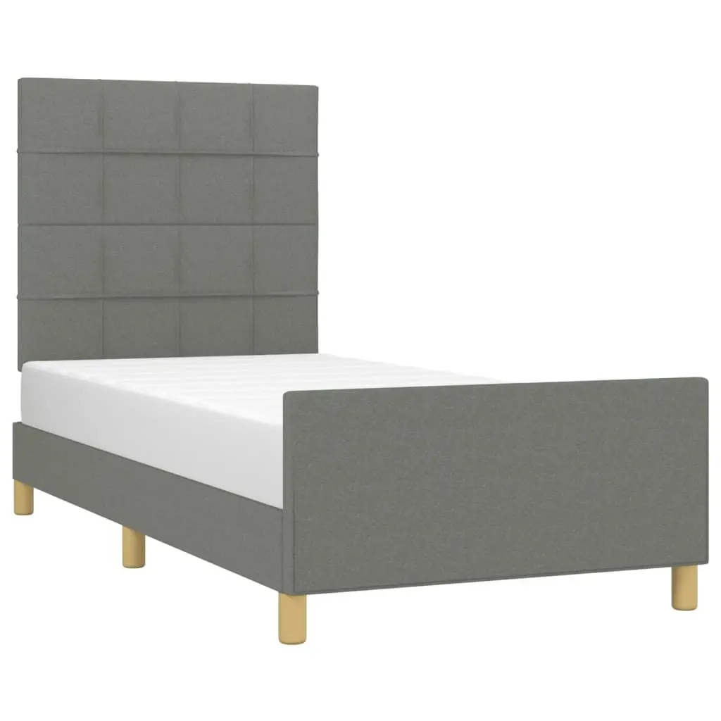 Bed Frame with Headboard Dark Grey 106x203 cm King Single Size Fabric 3283105