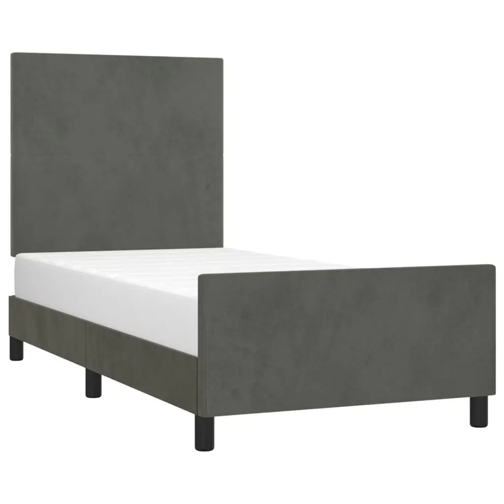 Bed Frame with Headboard Dark Grey 106x203 cm King Single Size Velvet 3283152