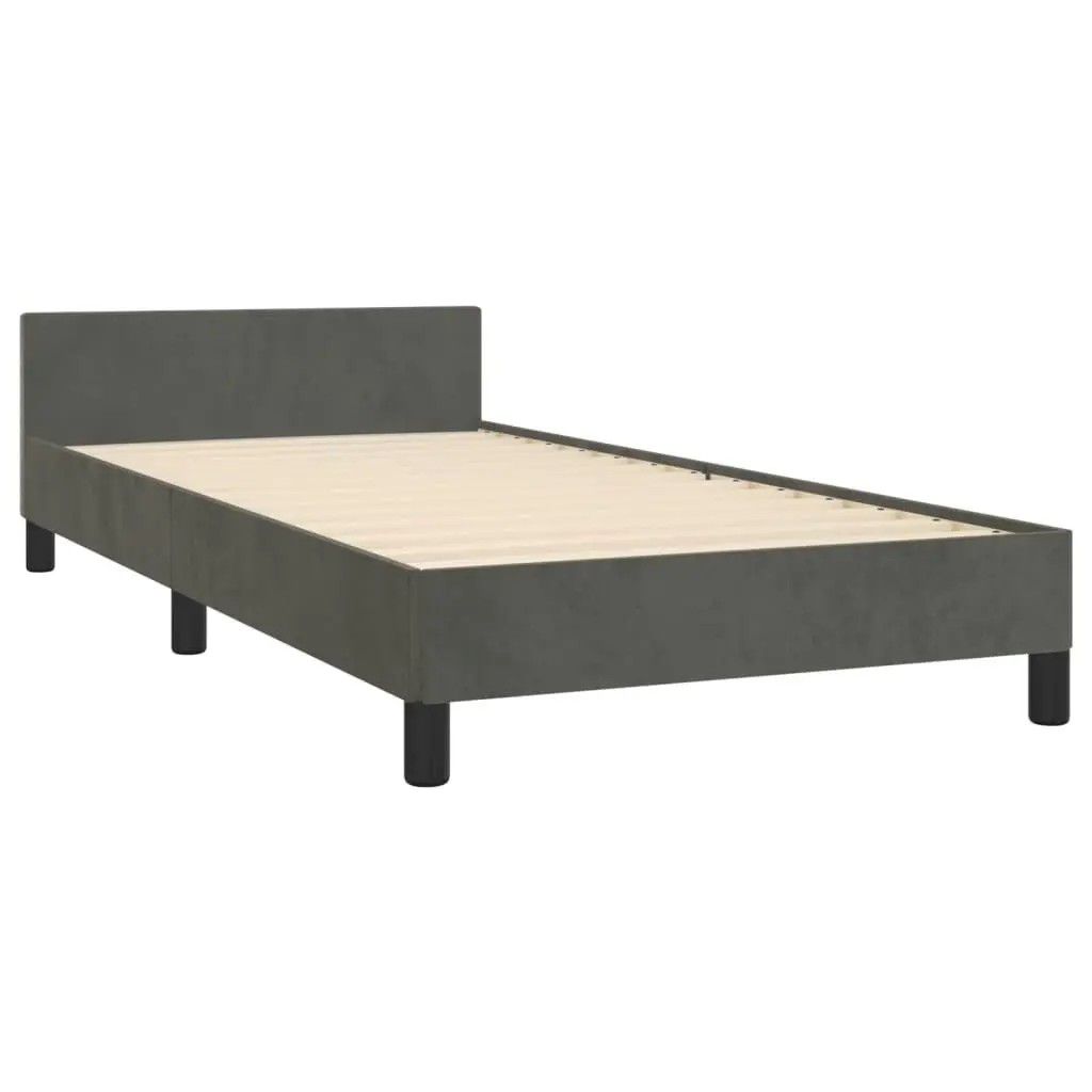 Bed Frame with Headboard Dark Grey 106x203 cm King Single Size Velvet 3283152