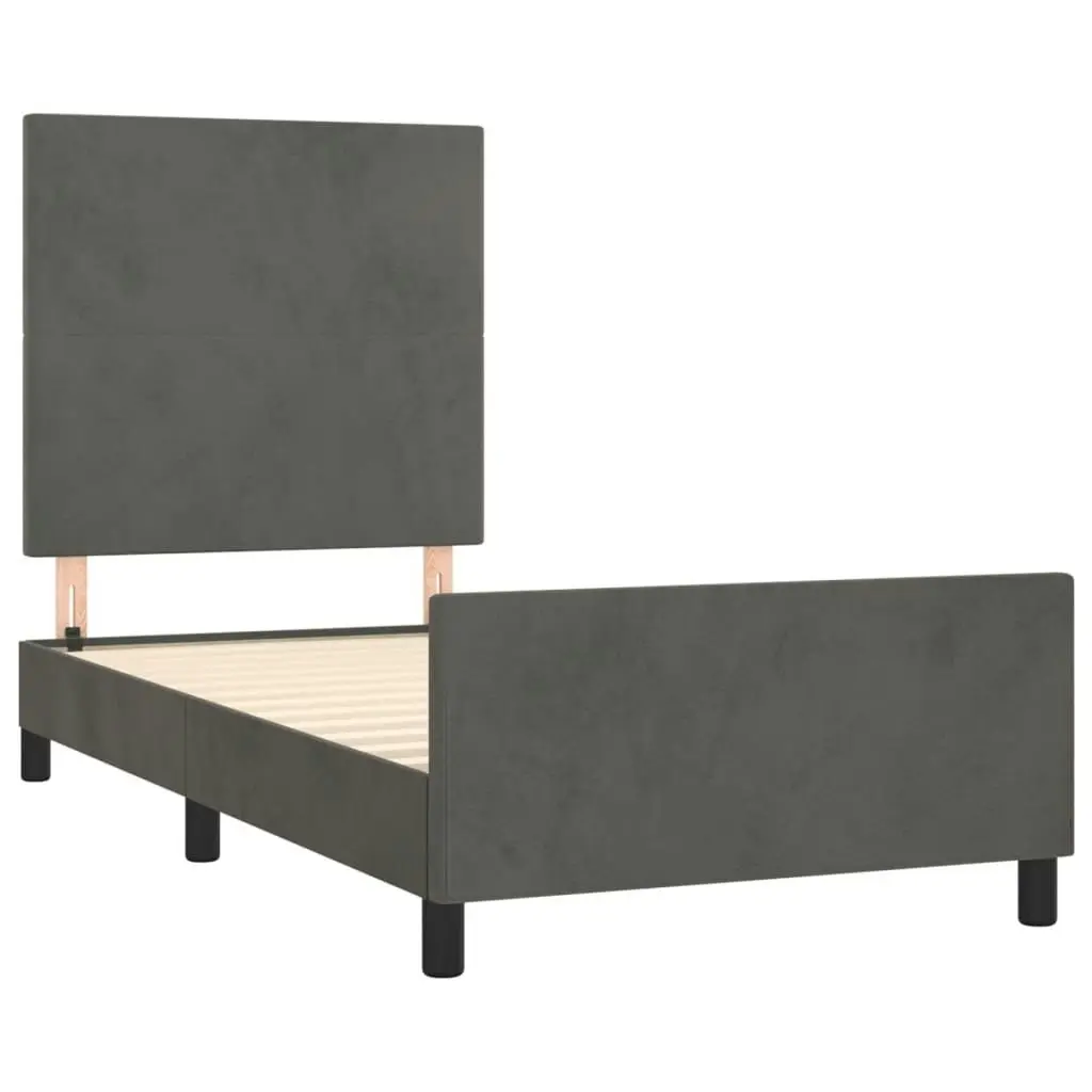 Bed Frame with Headboard Dark Grey 106x203 cm King Single Size Velvet 3283152