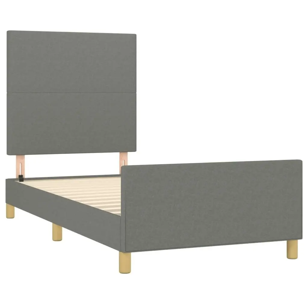 Bed Frame with Headboard Dark Grey 106x203 cm King Single Size Fabric 3283101