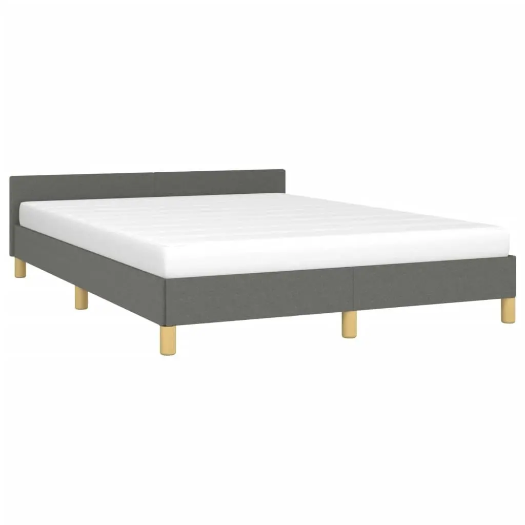 Bed Frame with Headboard Dark Grey 137x187 cm Double Fabric 347454