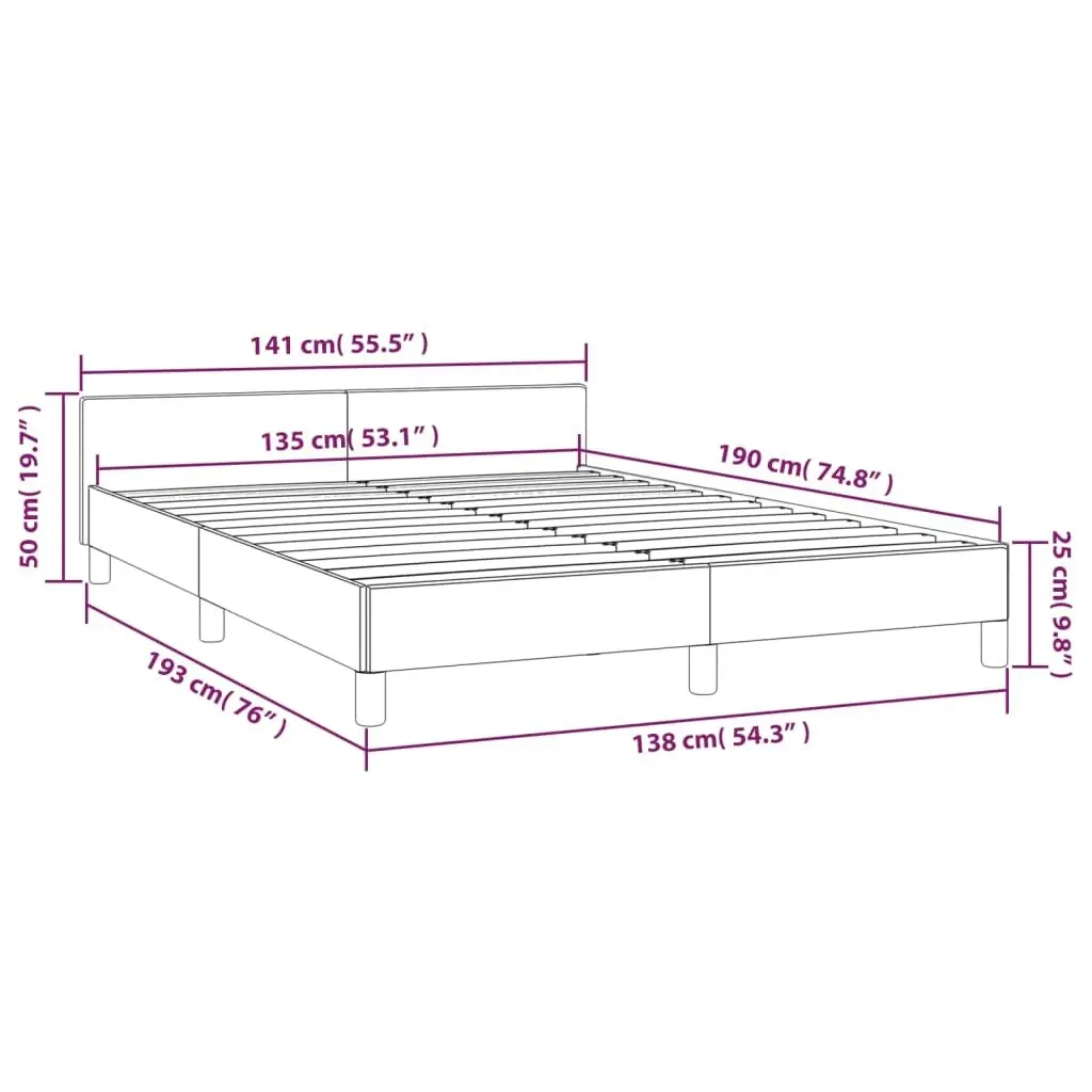 Bed Frame with Headboard Dark Grey 137x187 cm Double Fabric 347454