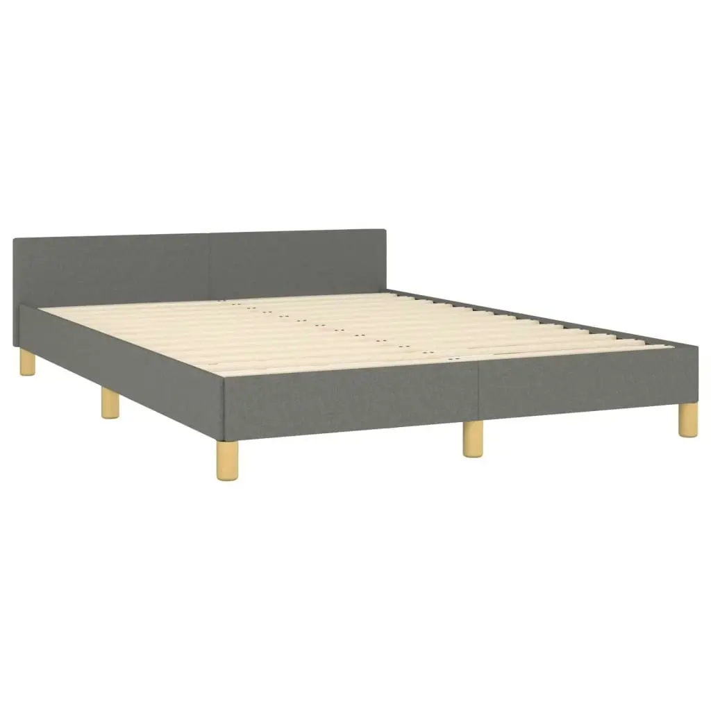 Bed Frame with Headboard Dark Grey 137x187 cm Double Fabric 347454