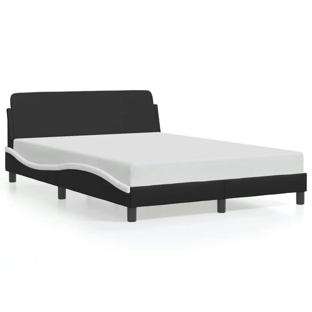 Bed Frame with Headboard Black and White 137x190 cm Faux Leather 373287