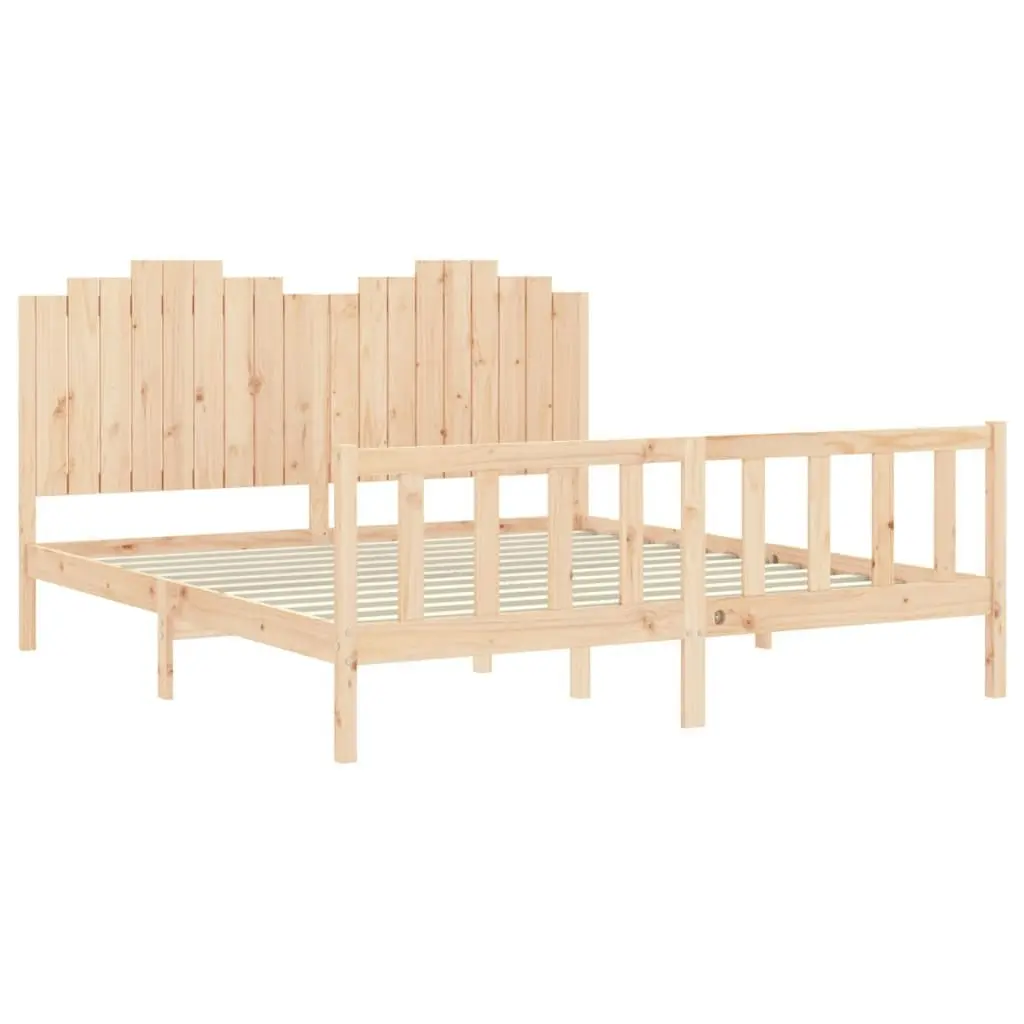 Bed Frame with Headboard 183x203 cm King Solid Wood 3192311