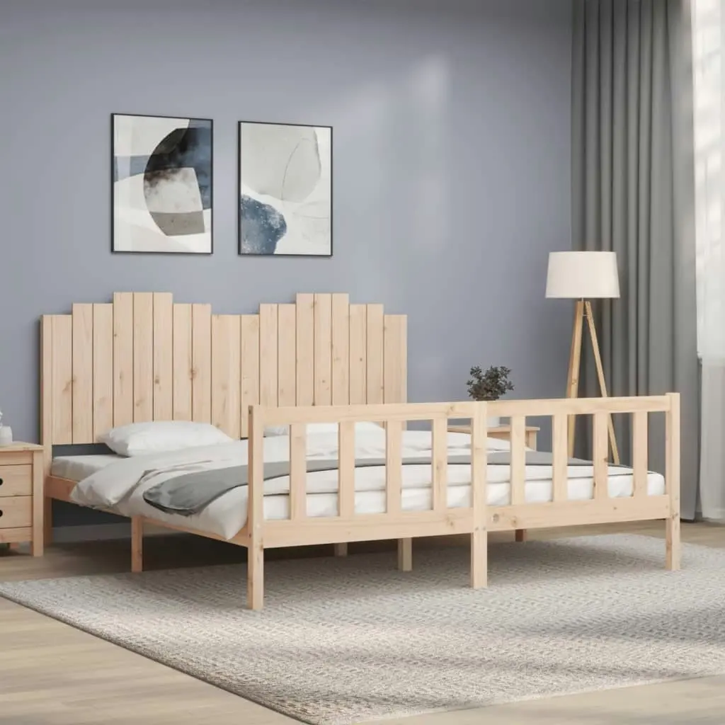 Bed Frame with Headboard 183x203 cm King Solid Wood 3192311