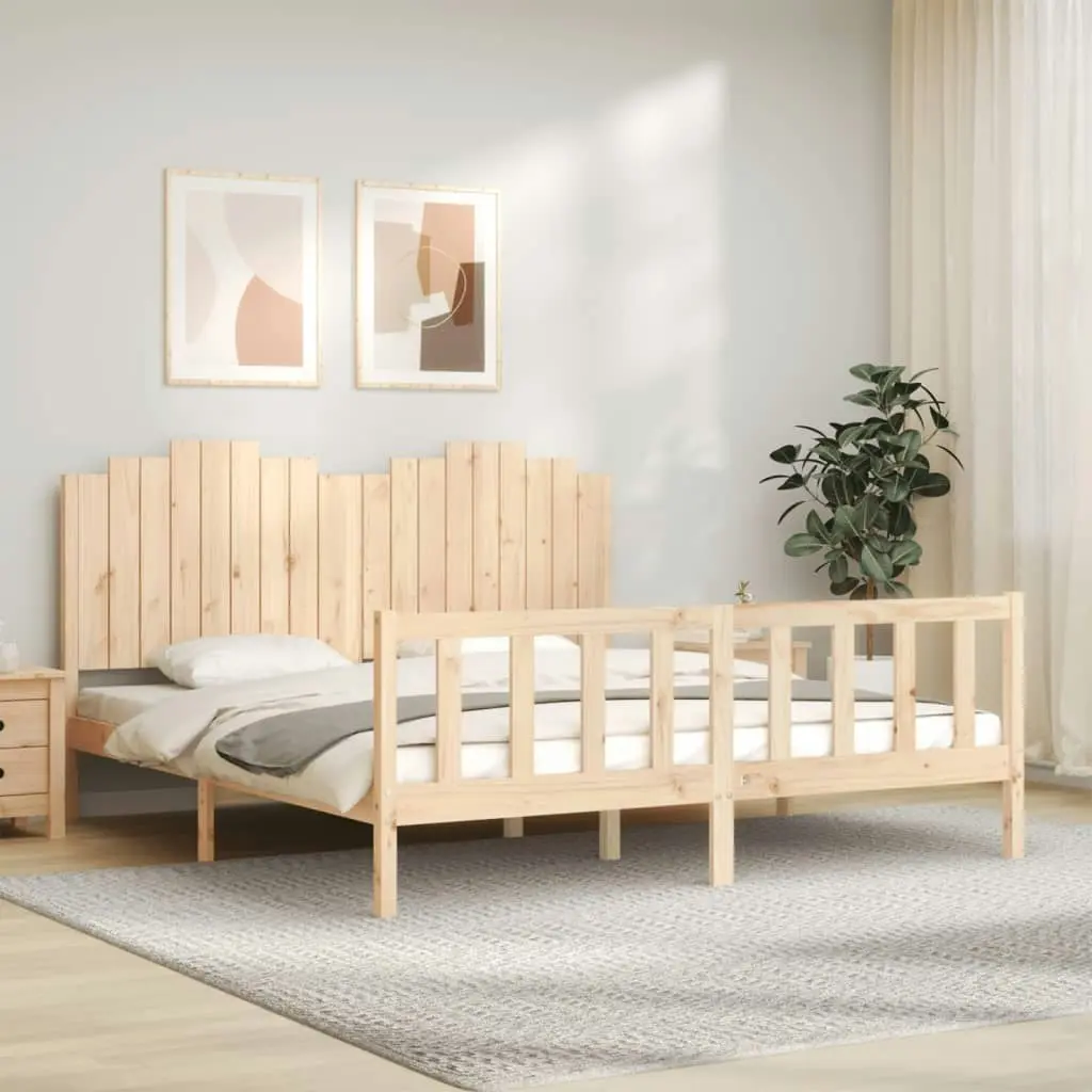 Bed Frame with Headboard 183x203 cm King Solid Wood 3192311