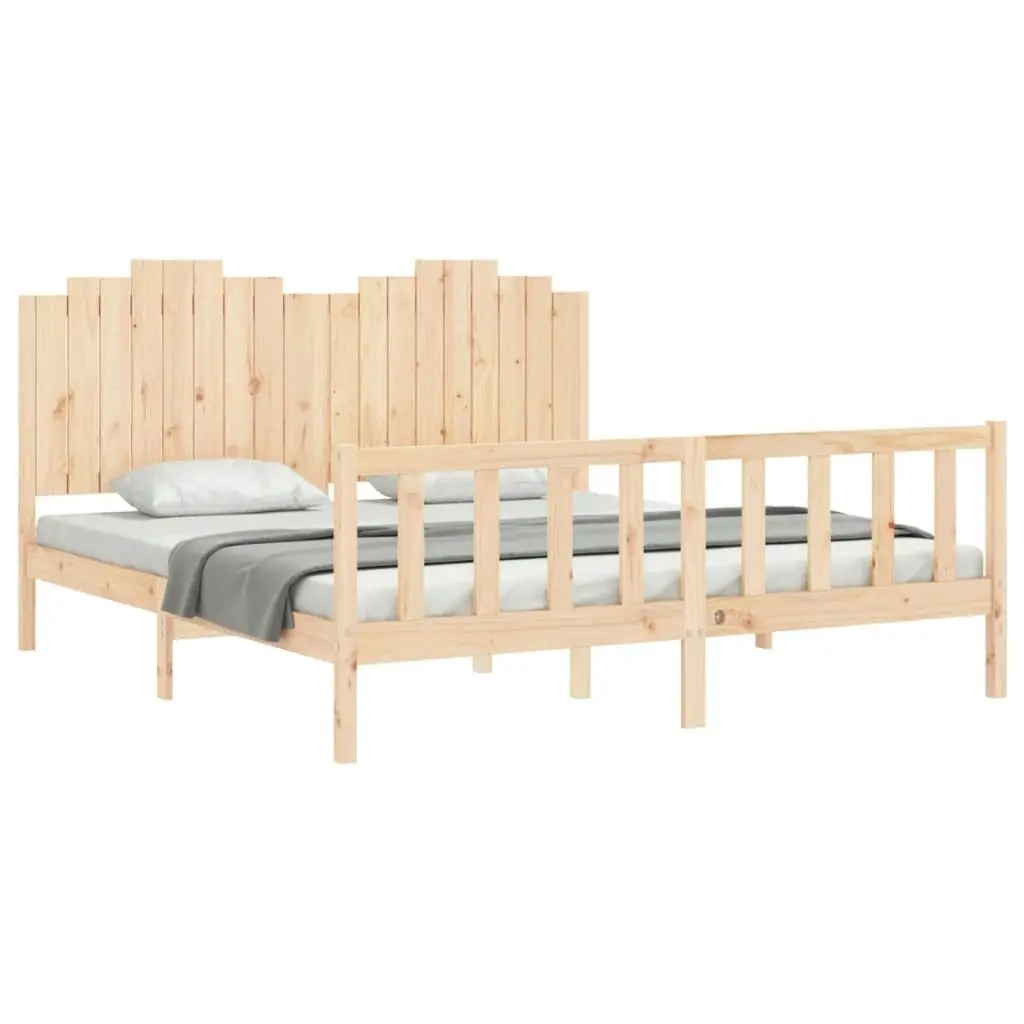 Bed Frame with Headboard 183x203 cm King Solid Wood 3192311