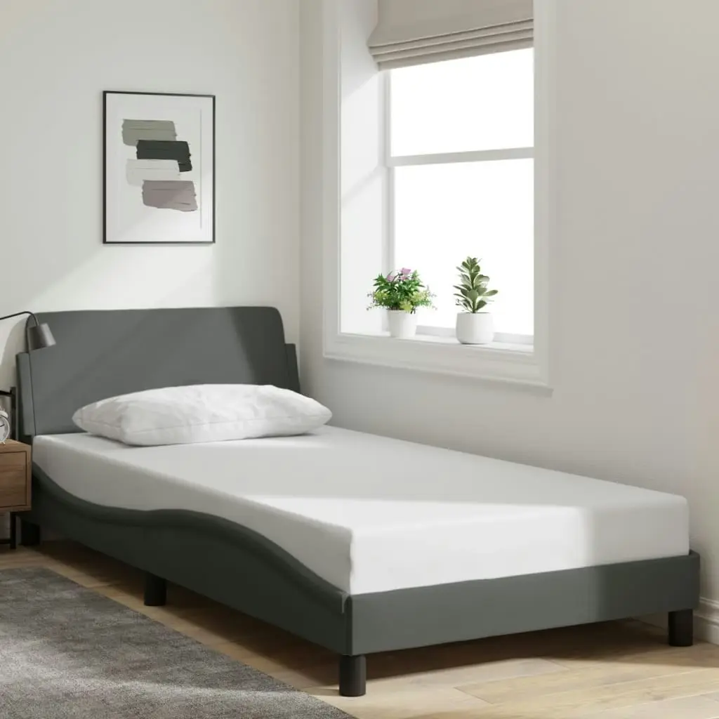 Bed Frame with Headboard Dark Grey 107x203 cm Fabric 373311