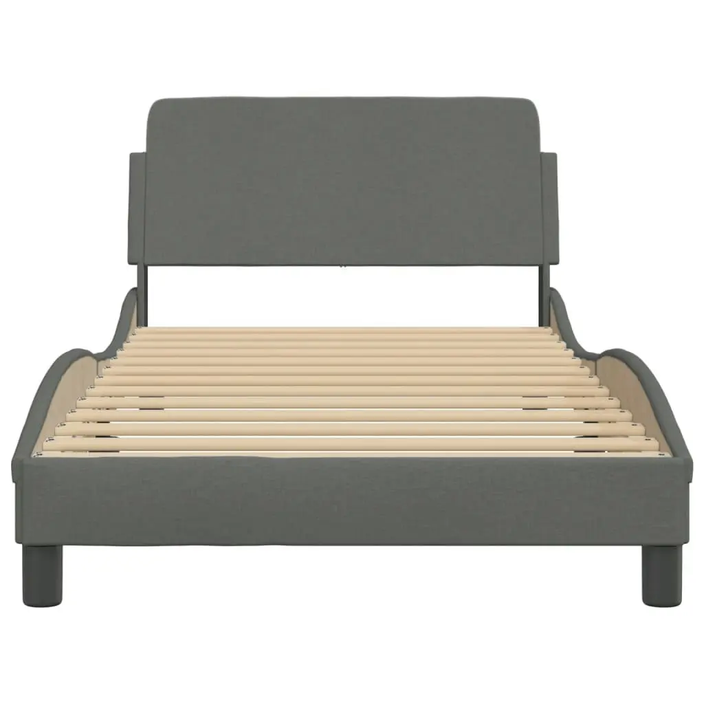 Bed Frame with Headboard Dark Grey 107x203 cm Fabric 373311