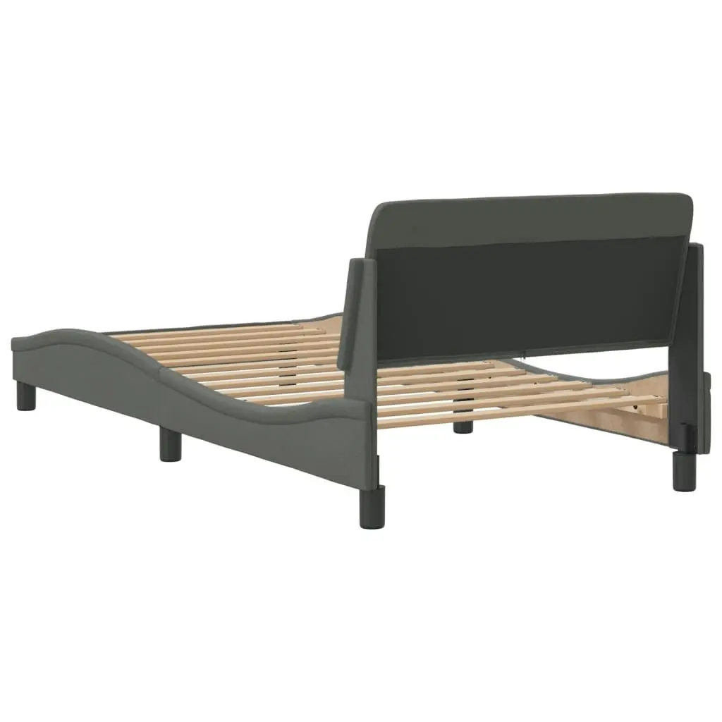 Bed Frame with Headboard Dark Grey 107x203 cm Fabric 373311