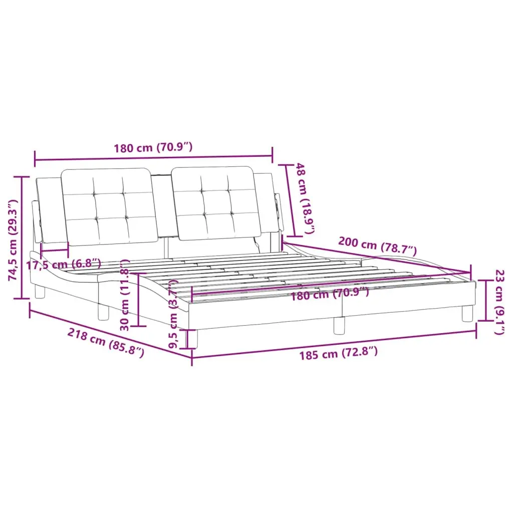 Bed Frame with Headboard Black and White 183x203 cm King Size Faux Leather 3208283