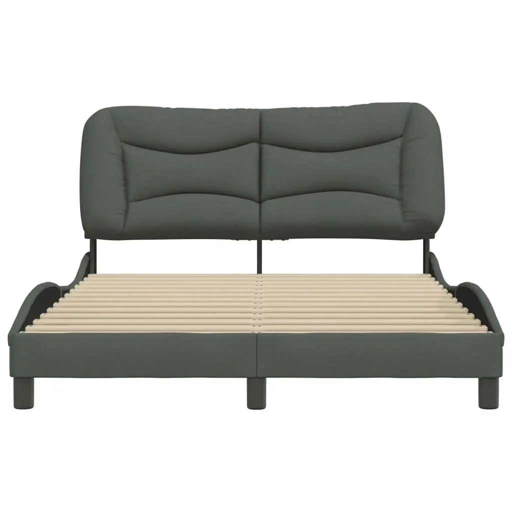 Bed Frame with Headboard Dark Grey 137x187 cm Double Size Fabric 3208234