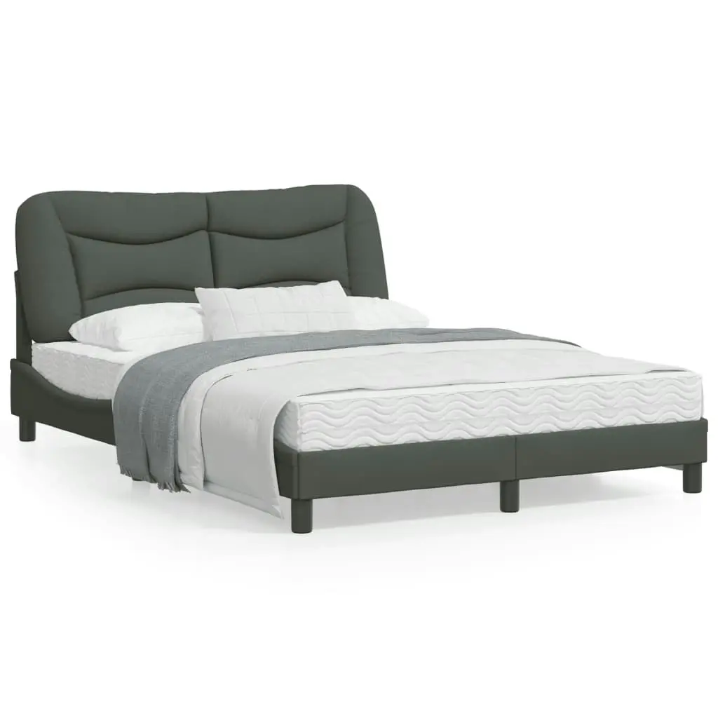 Bed Frame with Headboard Dark Grey 137x187 cm Double Size Fabric 3208234