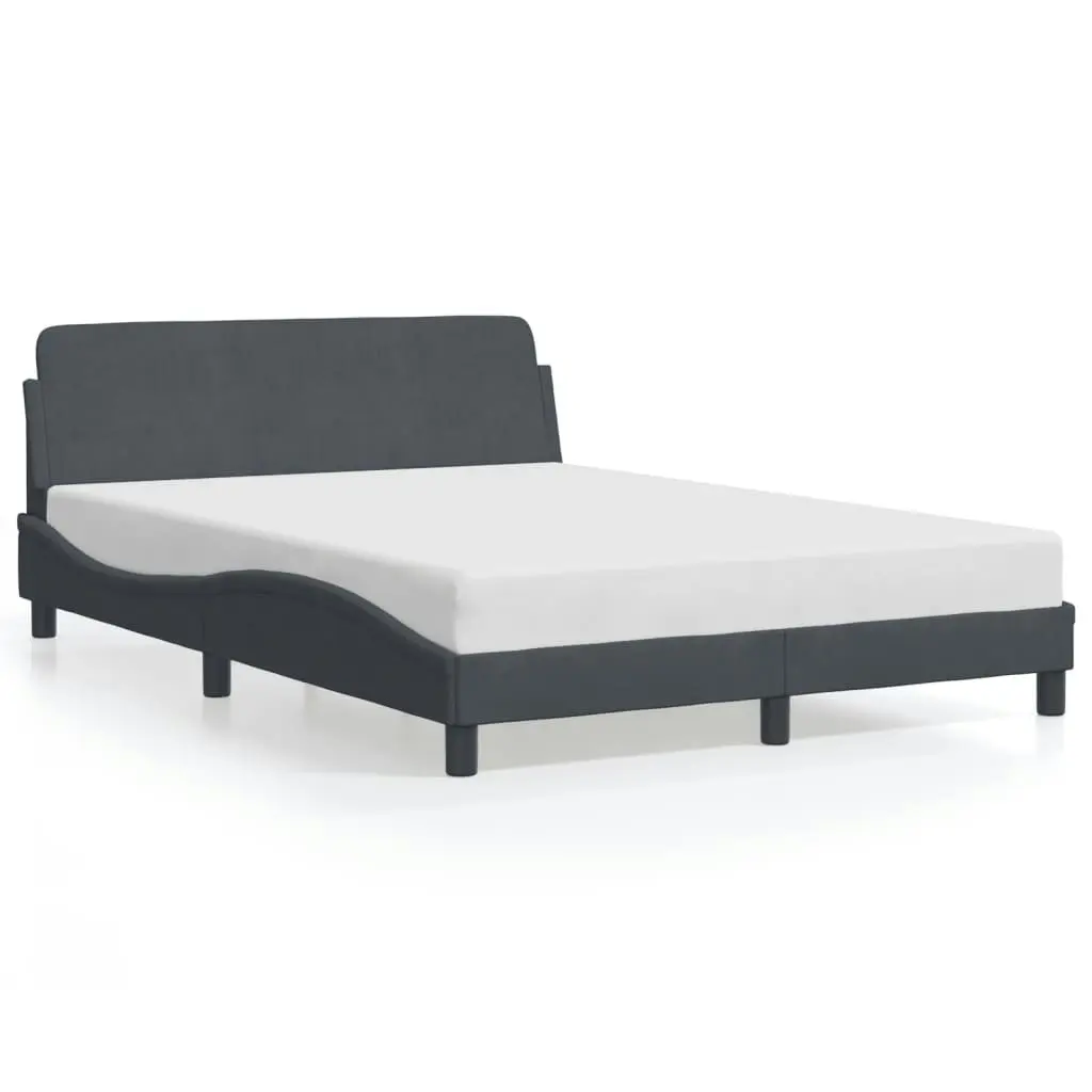 Bed Frame with Headboard Dark Grey 137x190 cm Velvet 3207670