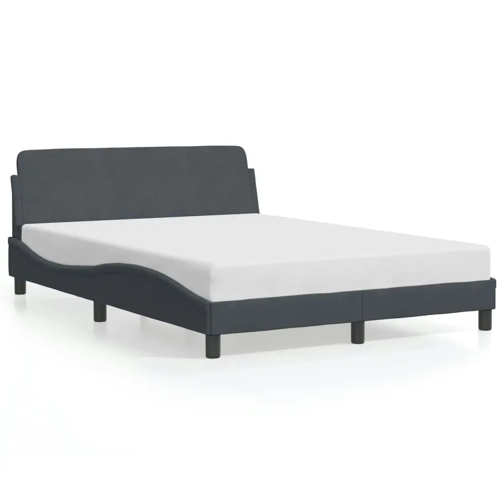 Bed Frame with Headboard Dark Grey 137x190 cm Velvet 373283