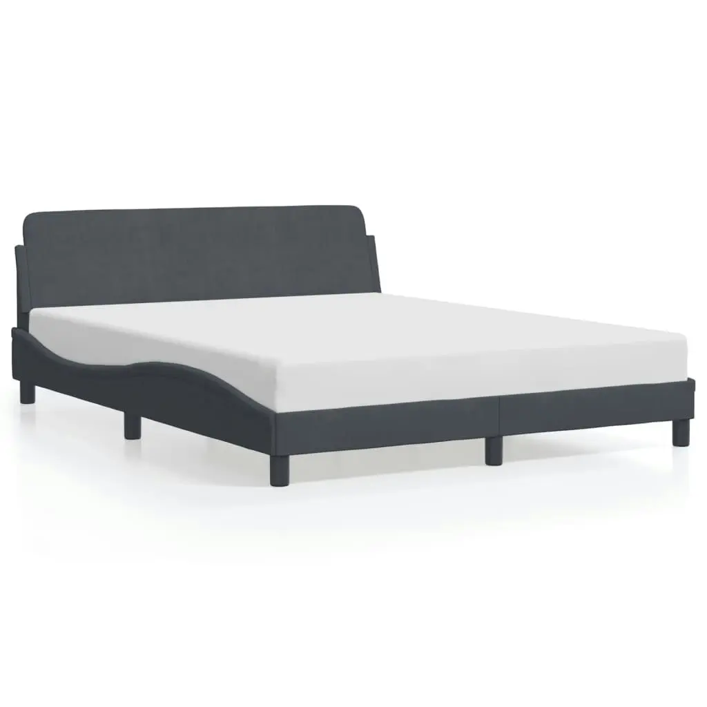 Bed Frame with Headboard Dark Grey 152x203 cm Velvet 3207676