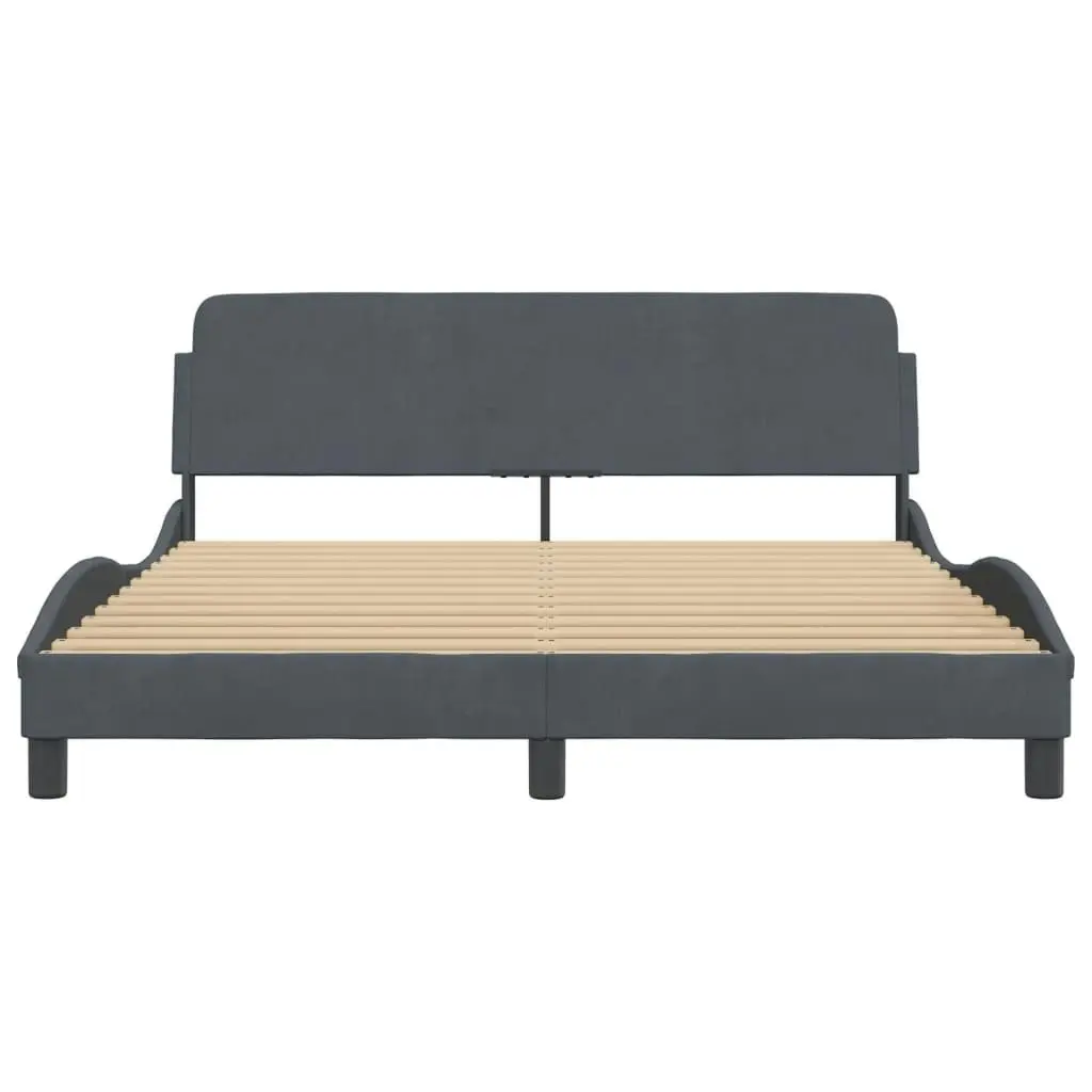 Bed Frame with Headboard Dark Grey 152x203 cm Velvet 3207676