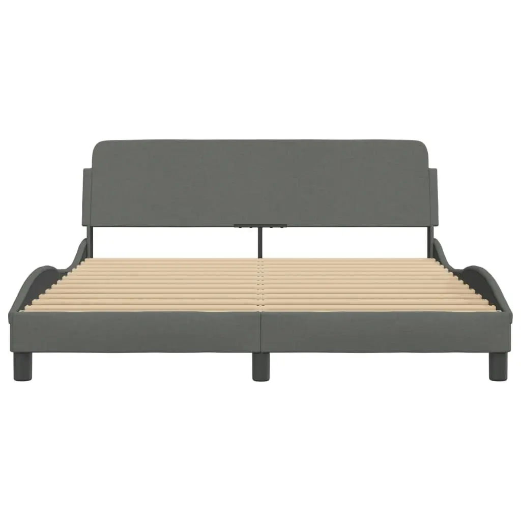 Bed Frame with Headboard Dark Grey 152x203 cm Fabric 3207674