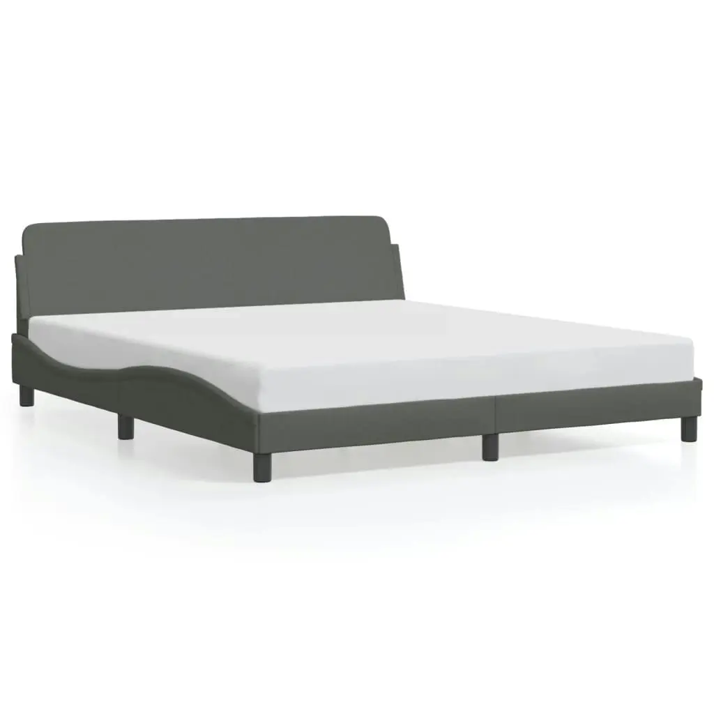 Bed Frame with Headboard Dark Grey 152x203 cm Fabric 3207674