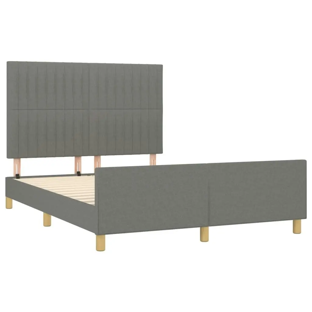 Bed Frame with Headboard Dark Grey 137x187 cm Double Size Fabric 3283081