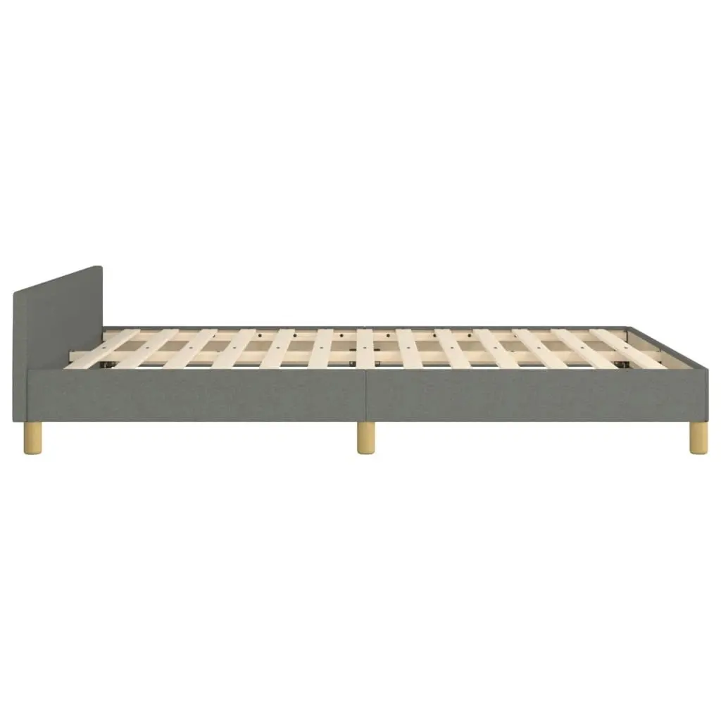 Bed Frame with Headboard Dark Grey 137x187 cm Double Size Fabric 3283081